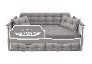 Кровать 160 серии Спорт 2 ящика 45 Серый (подушки) в Краснозёрском - krasnozyorskoe.mebel54.com | фото