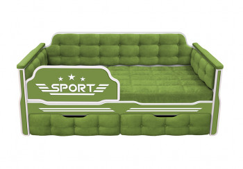 Кровать 160 серии Спорт 2 ящика 76 Зелёный (мягкие боковые накладки) в Краснозёрском - krasnozyorskoe.mebel54.com | фото