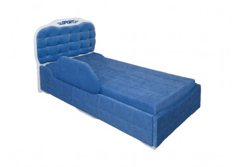 Кровать 190 Атлет Lux 29 Синий (мягкий бортик) в Краснозёрском - krasnozyorskoe.mebel54.com | фото
