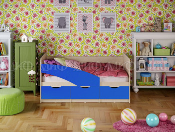 Кровать Бабочки 1,8м (Синий матовый) в Краснозёрском - krasnozyorskoe.mebel54.com | фото