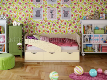 Кровать Бабочки 2,0м (Ваниль матовый) в Краснозёрском - krasnozyorskoe.mebel54.com | фото