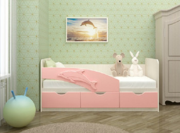 Кровать детская 1,6м Дельфин (Розовый металлик) в Краснозёрском - krasnozyorskoe.mebel54.com | фото