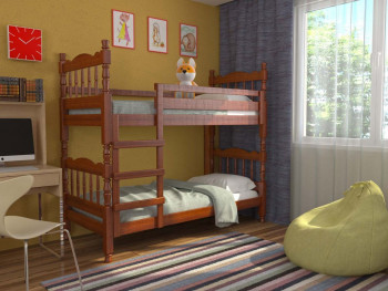 Кровать двухъярусная Соня из массива сосны 800*1890 Орех в Краснозёрском - krasnozyorskoe.mebel54.com | фото