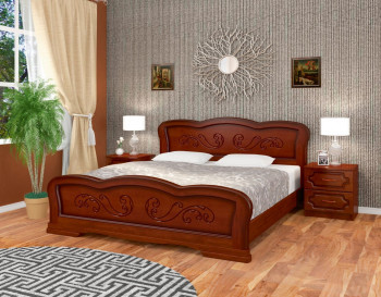 Кровать Карина-8 из массива сосны 1600*2000 Орех в Краснозёрском - krasnozyorskoe.mebel54.com | фото
