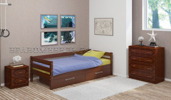 Кровать одинарная ГЛОРИЯ из массива сосны  900*2000 (Орех) в Краснозёрском - krasnozyorskoe.mebel54.com | фото