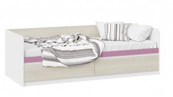 Кровать «Сканди» с 2 ящиками Дуб Гарден/Белый/Лиловый в Краснозёрском - krasnozyorskoe.mebel54.com | фото