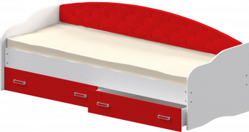 Кровать Софа-7 с мягкой спинкой (800х1900) Белый/Красный в Краснозёрском - krasnozyorskoe.mebel54.com | фото