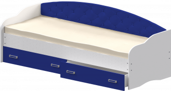 Кровать Софа-7 с мягкой спинкой (800х2000) Белый/Синий в Краснозёрском - krasnozyorskoe.mebel54.com | фото