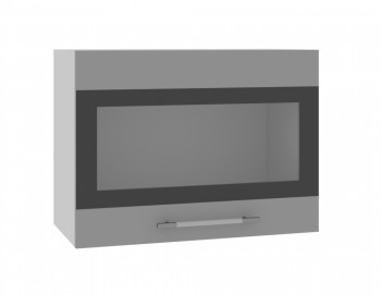 Норд ШВГС 600 Шкаф верхний горизонтальный со стеклом (Софт черный/корпус Белый) в Краснозёрском - krasnozyorskoe.mebel54.com | фото