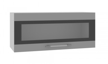 Норд ШВГС 800 Шкаф верхний горизонтальный со стеклом (Софт черный/корпус Белый) в Краснозёрском - krasnozyorskoe.mebel54.com | фото