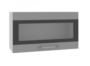 Ройс ВПГСФ 800 Шкаф верхний горизонтальный со стеклом с фотопечатью высокий (Графит софт/корпус Серый) в Краснозёрском - krasnozyorskoe.mebel54.com | фото
