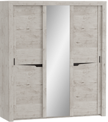 Шкаф трехдверный Соренто с раздвижными дверями Дуб бонифаций/Кофе структурный матовый в Краснозёрском - krasnozyorskoe.mebel54.com | фото