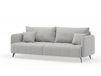 Валериан диван трёхместный прямой Светло-серый, ткань RICO FLEX 108 в Краснозёрском - krasnozyorskoe.mebel54.com | фото